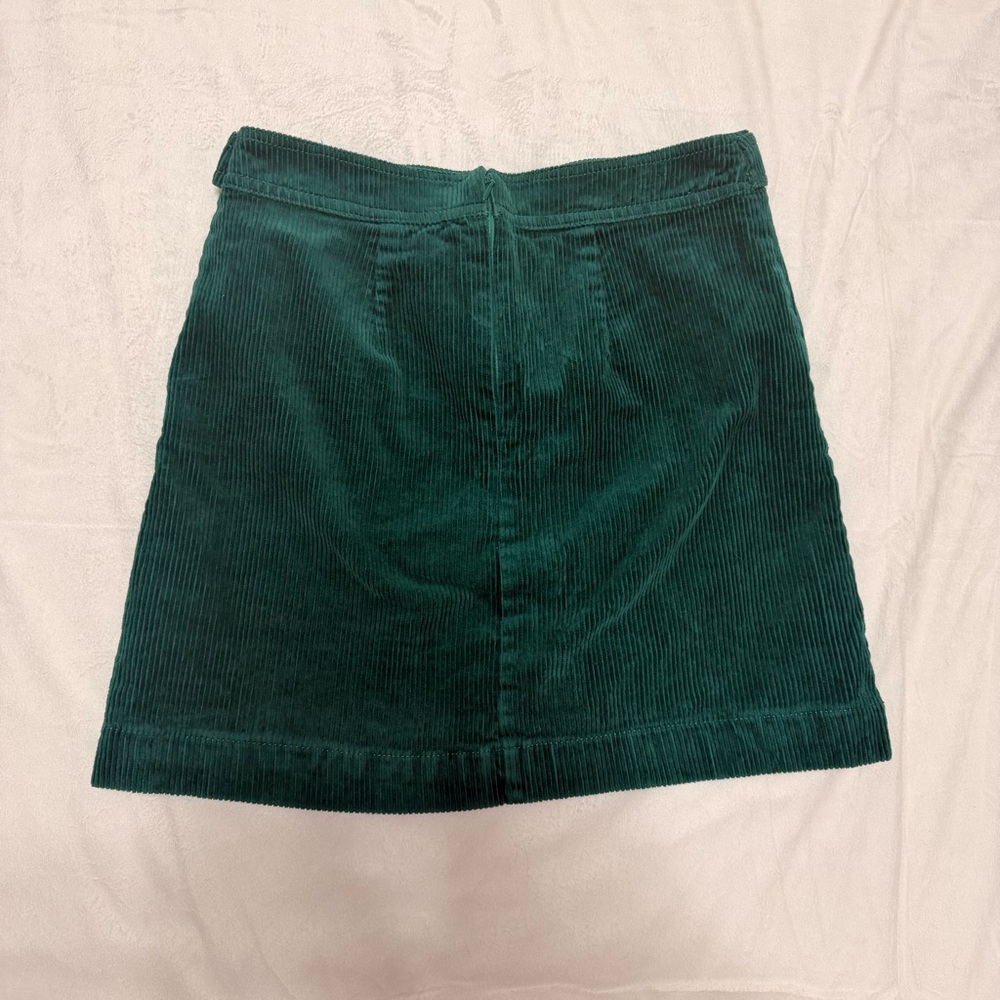 LOFT Forest Green Corduroy Mini Skirt Sz 4 Button Detail Lined Cotttagecore - Picture 3 of 8